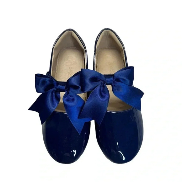 Estine Royal Blue Mary Jane Bow Slip On Flats Dress Shoes Girl’s Size 13 - Picture 1 of 11